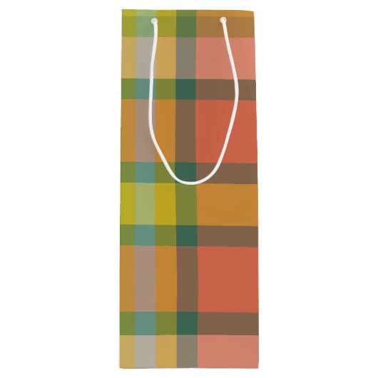 Melon plaid wijn cadeautas (Voorkant)