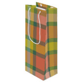 Melon plaid wijn cadeautas (Voorkant Gekanteld)