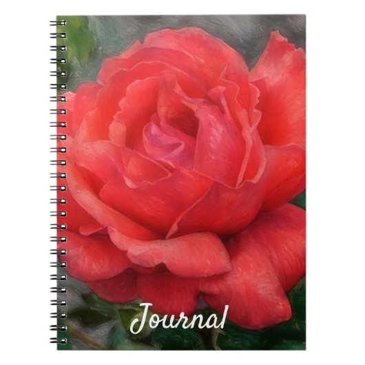 Melon Red Rose Flower Art Journal Notitieboek (Voorkant)