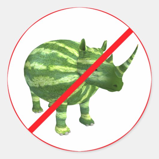 Melon Rhinos is verboden. Ronde Sticker (Voorkant)