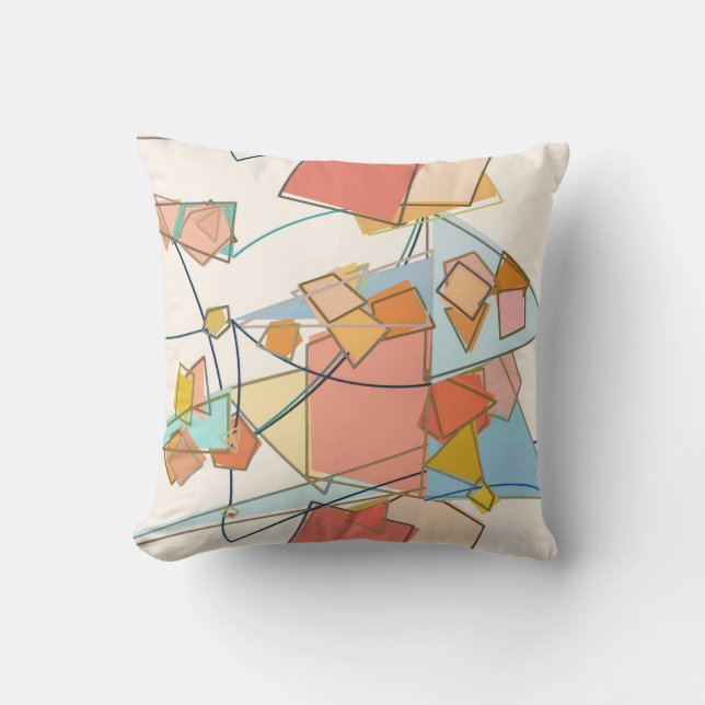 Melon, roze en Aqua Mid-Century Modern Abstract Kussen (Voorkant)