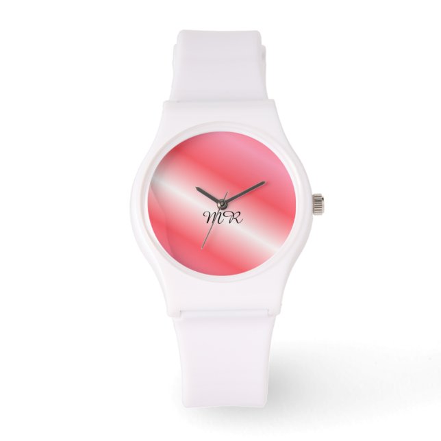 Melon Strepen Met Initialen Horloge (Voorkant)