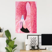 Melon the Big Head Flamingo - alleen Dahl Poster (Thuiskantoor)