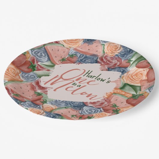 Melon Verjaardag - Zomervibes Verjaardagsgunst Papieren Bordje (Gekanteld)