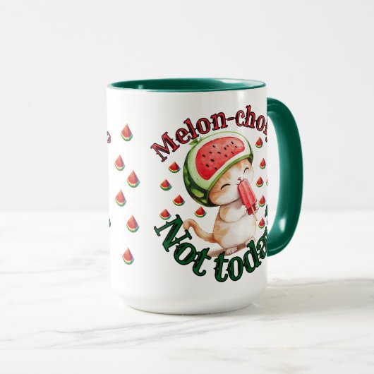 Meloncholie? Niet vandaag! - Schattigee kat met wa Mok (Voorkant rechts)