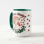 Meloncholie? Niet vandaag! - Schattigee kat met wa Mok (Voorkant links)