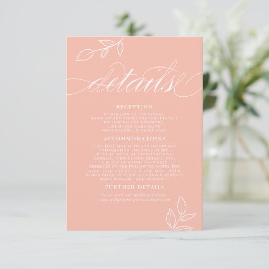 Melonroze Minimale lebv QR-code Weddenschap Detail Informatiekaartje (Staand voorkant)