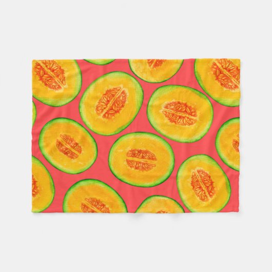 Melonsnijdsels waterverf patroon fleece deken (Voorkant (Horizontaal))