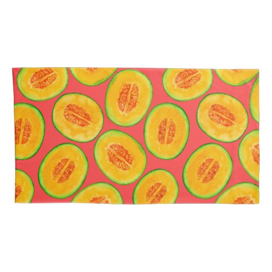 Melonsnijdsels waterverf patroon kussensloop (Achterkant-Rechts)