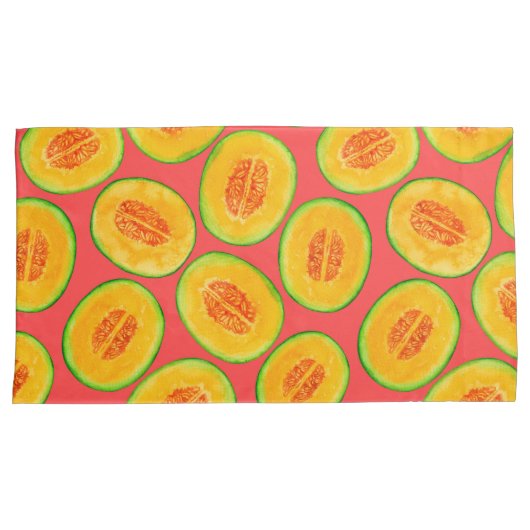 Melonsnijdsels waterverf patroon kussensloop (Voorkant-Rechts)