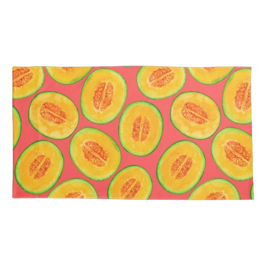 Melonsnijdsels waterverf patroon kussensloop (Achterkant-Links)