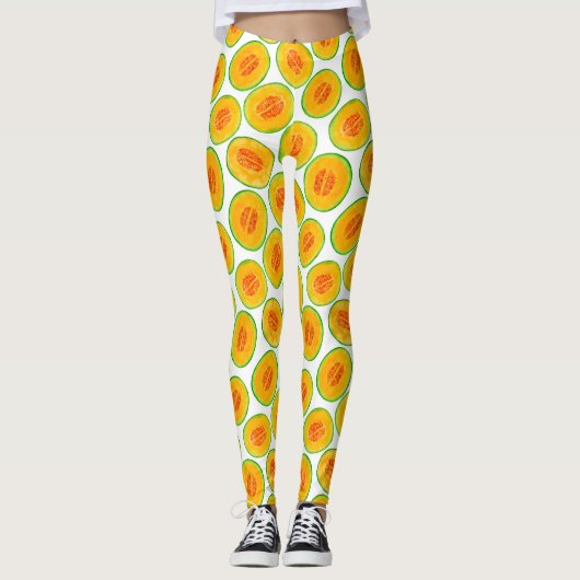 Melonsnijdsels waterverf patroon leggings (Voorkant)