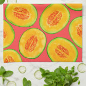 Melonsnijdsels waterverf patroon theedoek (Gevouwen)