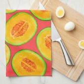 Melonsnijdsels waterverf patroon theedoek (Quarter Fold)