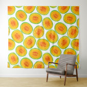 Melonsnijdsels waterverf patroon wandkleed (In Situ (horizontaal))