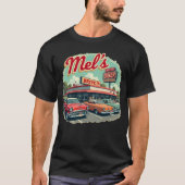 Mel's Diner 1950s Retro Car T-shirt voor mannen (Voorkant)