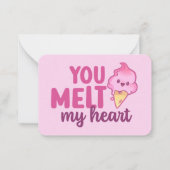 Melt mijn hart Funny Pun Cute Pink Valentijnsdag Notitiekaartje (Voorkant)