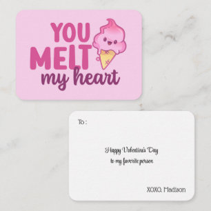 Melt mijn hart Funny Pun Cute Pink Valentijnsdag Notitiekaartje