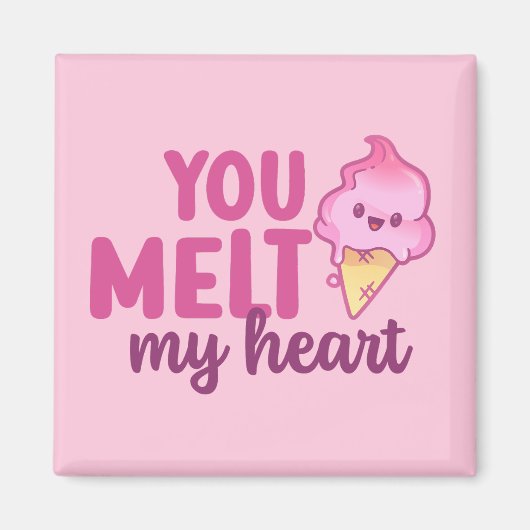 Melt mijn hart Funny Pun Cute Valentijnsdag Roze Magneet (Voorkant)
