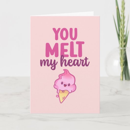 Melt mijn hart Ice Cream Pun Funny Valentijnsdag Feestdagen Kaart (Voorkant)