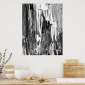 'Melted' Black and White Abstract Art Poster Afdru (Keuken)