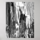 'Melted' Black and White Abstract Art Poster Afdru (Voorkant)