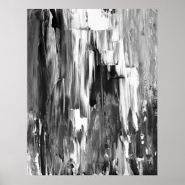 'Melted' Black and White Abstract Art Poster Afdru