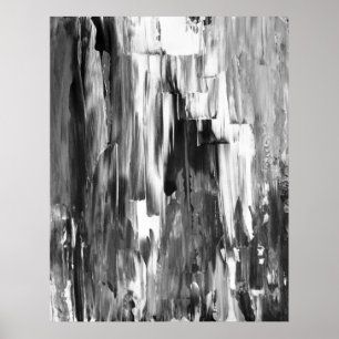 'Melted' Black and White Abstract Art Poster Afdru