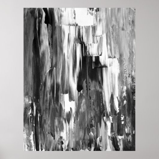 'Melted' Black and White Abstract Art Poster Afdru (Voorkant)
