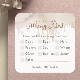 Melted Chocolate Food Allergy Alert Vierkante Sticker