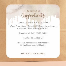 Melted Chocolate Ingredient Bakery Product Vierkante Sticker