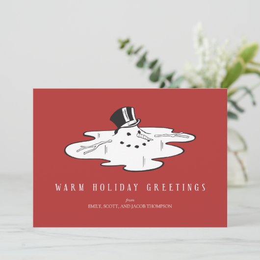 Melted Snowman - Funny Holiday-kaarten Feestdagenkaart (Staand voorkant)