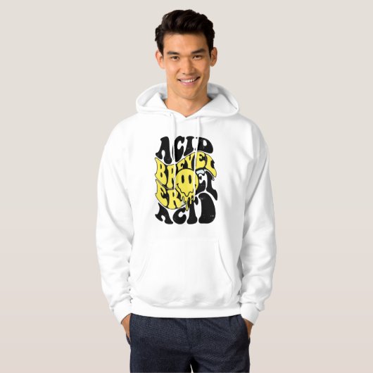 Melting Acid Smiley Face Psychedelic Liquid Typogr Hoodie (Voorkant volledig)