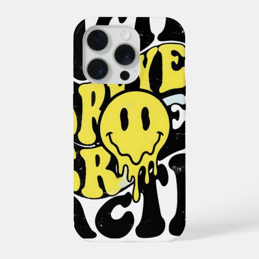 Melting Acid Smiley Face Psychedelic Liquid Typogr iPhone Hoesje (Achterkant)