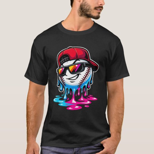 Melting Baseball Drip Character T-shirt (Voorkant)