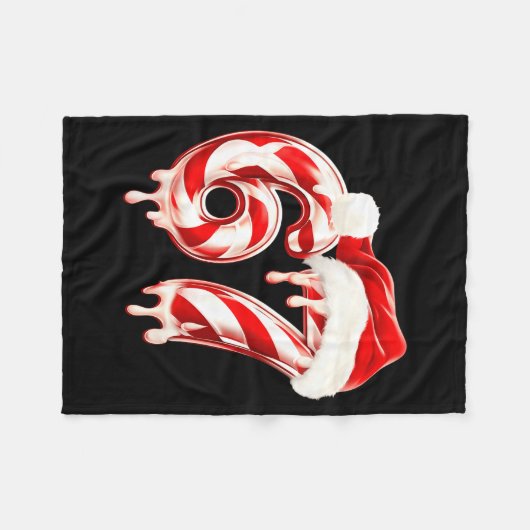 Melting Candy Cane 67 Christmas Design, Santa Hat  Fleece Deken (Voorkant (Horizontaal))
