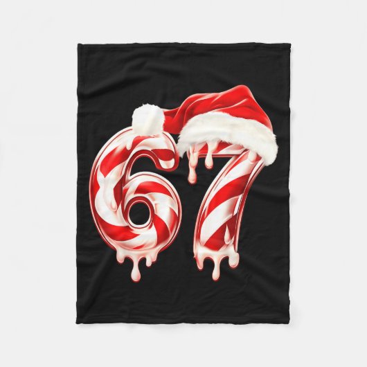 Melting Candy Cane 67 Christmas Design, Santa Hat  Fleece Deken (Voorkant)