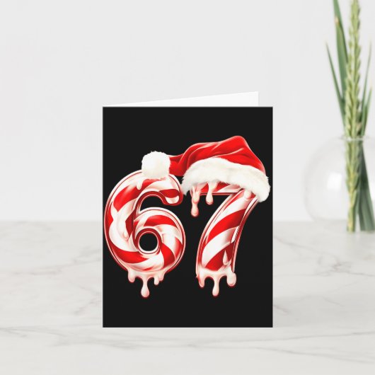 Melting Candy Cane 67 Christmas Design, Santa Hat  Kaart (Voorkant)