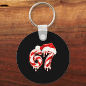 Melting Candy Cane 67 Christmas Design, Santa Hat  Sleutelhanger (Voorkant)