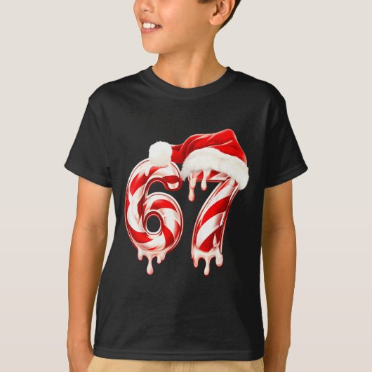 Melting Candy Cane 67 Christmas Design, Santa Hat  T-shirt (Voorkant)