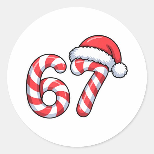 Melting Candy Cane 6 7 Ice Drip Meme 6 7 Costume C Ronde Sticker (Voorkant)