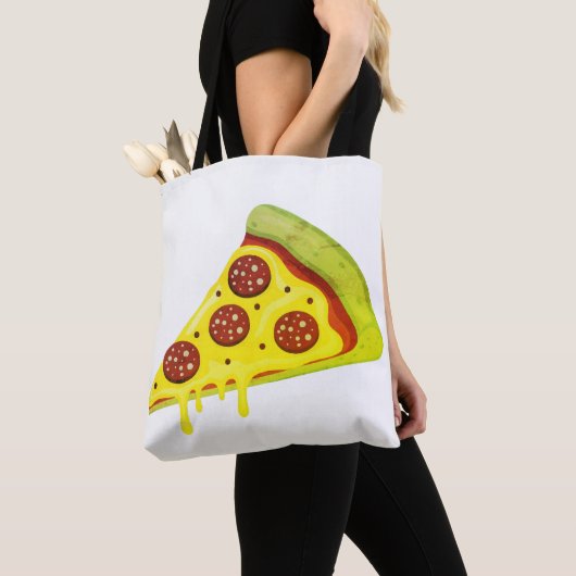Melting Cheesy Pepperoni Pizza Slice Tote Bag (Dichtbij)