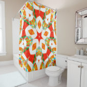 Melting colorful symmetrical pattern, ceramic tile douchegordijn (In situ)
