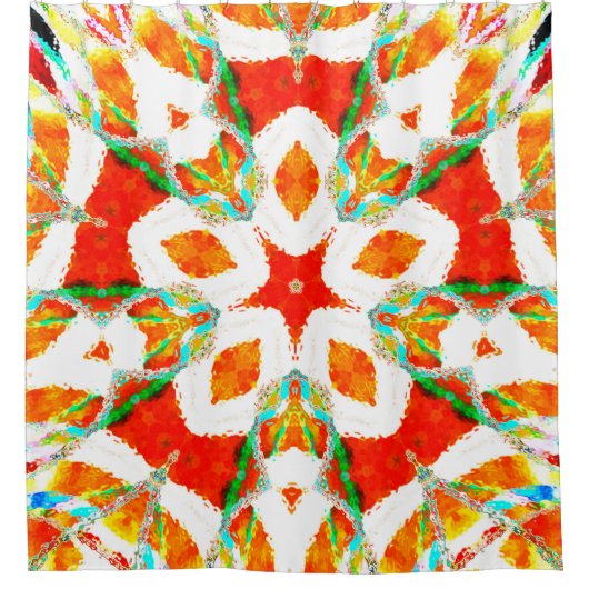 Melting colorful symmetrical pattern, ceramic tile douchegordijn (Voorkant)