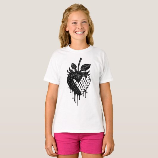 Melting Drip Strawberry Artwork T-shirt (Voorkant volledig)