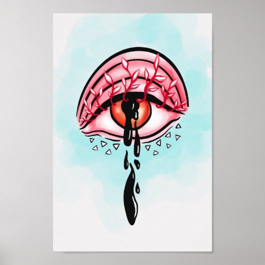 Melting Eye Psychedelic Pastel Gothic Art Poster (Voorkant)