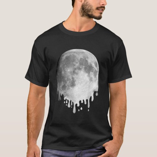 MELTING FULL MOON Drippy Space Art  T-shirt (Voorkant)