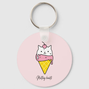 Melting Hearts - Schattigee zomerse ijskat Sleutelhanger
