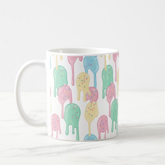 Melting Ice Cream and Sprinkles Pattern Koffiemok (Links)