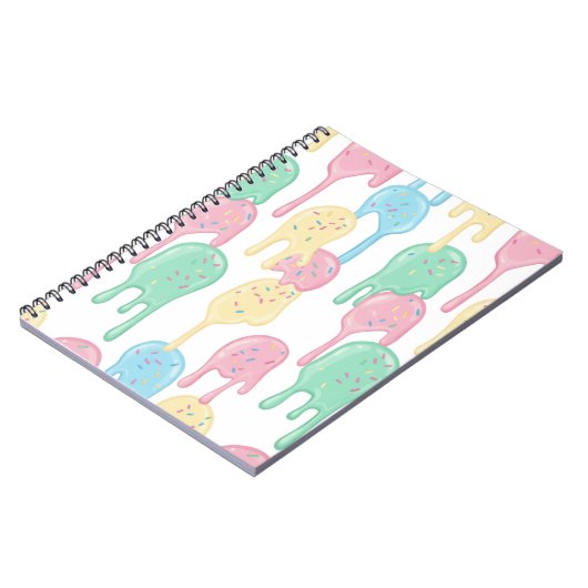 Melting Ice Cream and Sprinkles Pattern Notitieboek (Linkerzijde)